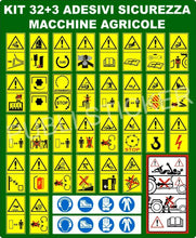 Carica l&#39;immagine nel visualizzatore di Gallery, 35 PITTOGRAMMI ADESIVI DI PERICOLO ISO 11684 PER MACCHINE AGRICOLE E FORESTALI
