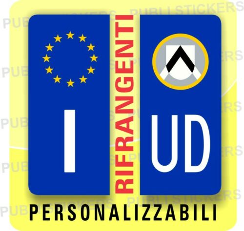 COPPIA DI ADESIVI RIFRANGENTI PER AUTO CON SIMBOLO UDINE E PROVINCIA PERSONALIZZABILE