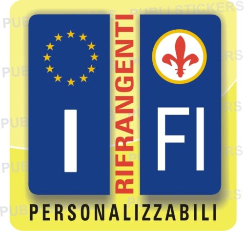 COPPIA DI ADESIVI RIFRANGENTI PER AUTO CON SIMBOLO FIRENZE E PROVINCIA PERSONALIZZABILE