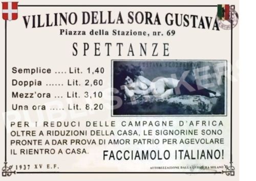 1937 TARGA VINTAGE CASA DI TOLLERANZA 