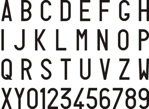 KIT DI 7 LETTERE ADESIVE PER TARGA RIPETITRICE RETTANGOLARE