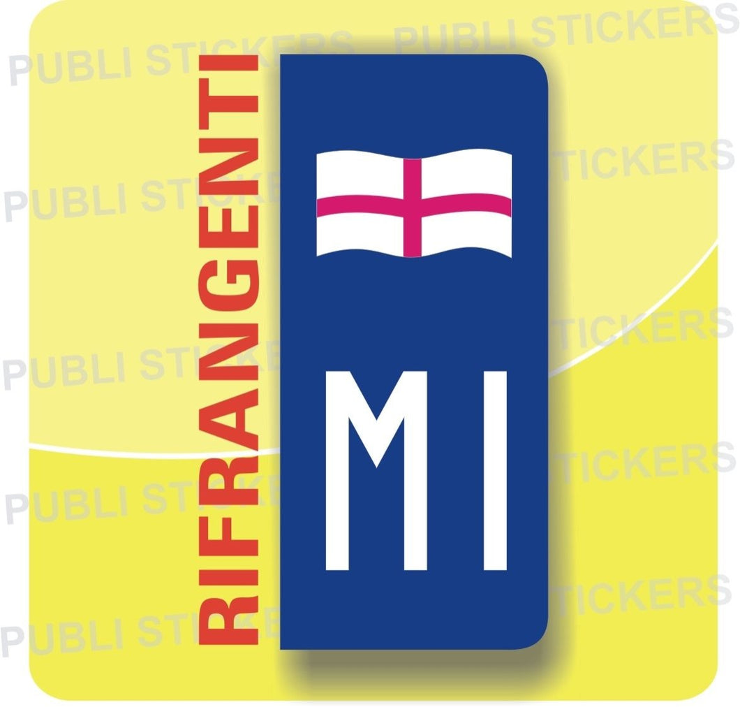 ADESIVO RIFRANGENTE PER AUTO CON SIMBOLO DI MILANO E PROVINCIA PERSONALIZZABILE