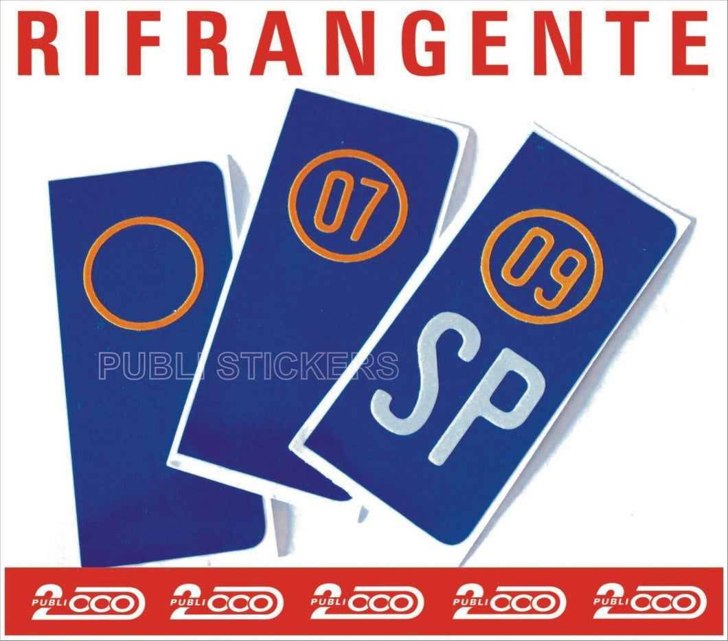 ADESIVO RIFRANGENTE PER TARGA AUTO PERSONALIZZABILE CON ANNO DI IMMATRICOLAZIONE E PROVINCIA