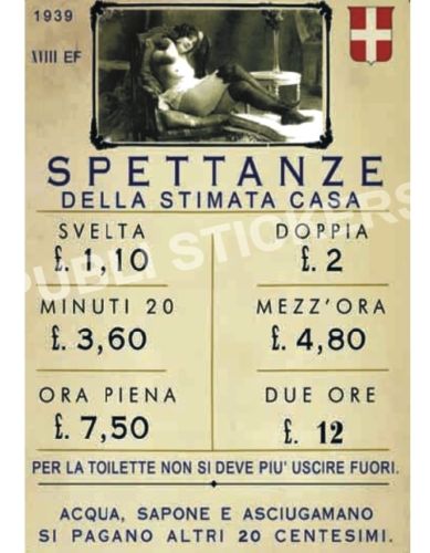 1939 TARGA VINTAGE CASA DI TOLLERANZA 
