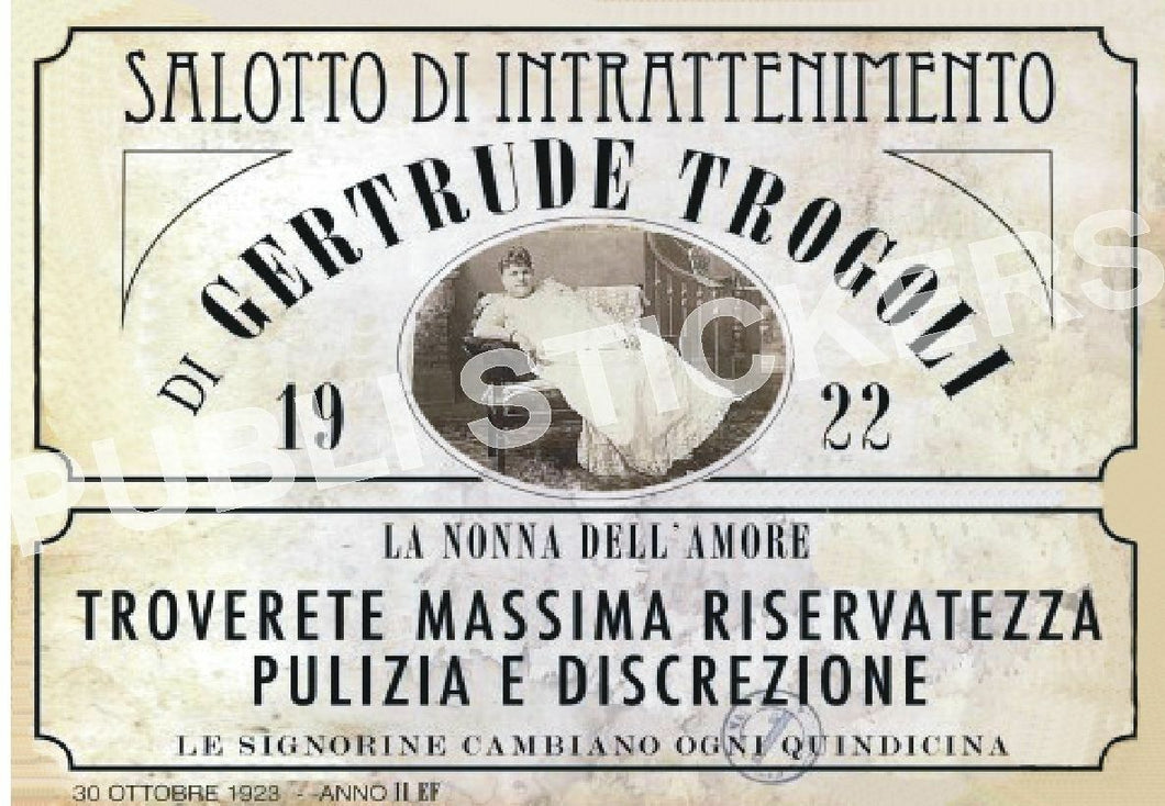 1922 TARGA VINTAGE CASA DI TOLLERANZA 