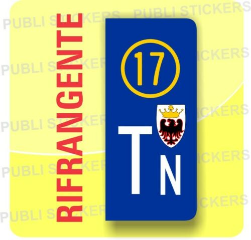 ADESIVO RIFRANGENTE PER TARGA AUTO CON SIMBOLO E SIGLA DELLA PROVINCIA DI TRENTO PERSONALIZZABILI CON ANNO DI IMMATRICOLAZIONE