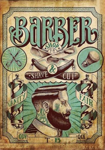 TARGA VINTAGE BARBERSHOP SIGNATURE HAIRCUTS  DIMENSIONI : 20X14cm