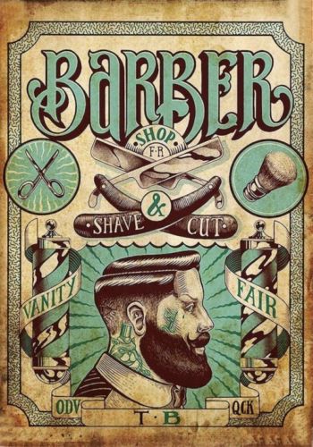 TARGA VINTAGE BARBERSHOP SIGNATURE HAIRCUTS  DIMENSIONI : 20X14cm